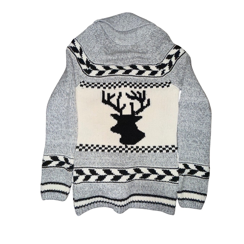 Woman's M Elk Deer Cottagecore Cowichan‎ Cardigan Knit Sweater Aztec - Picture 9 of 9